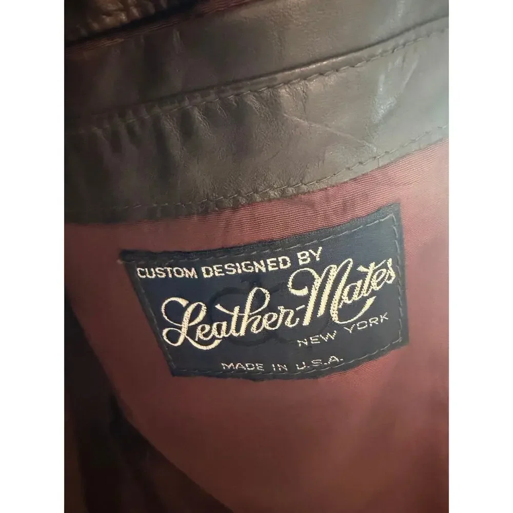 Vintage 1970s Leather Mates Dark Brown Leather Blazer Sport Coat